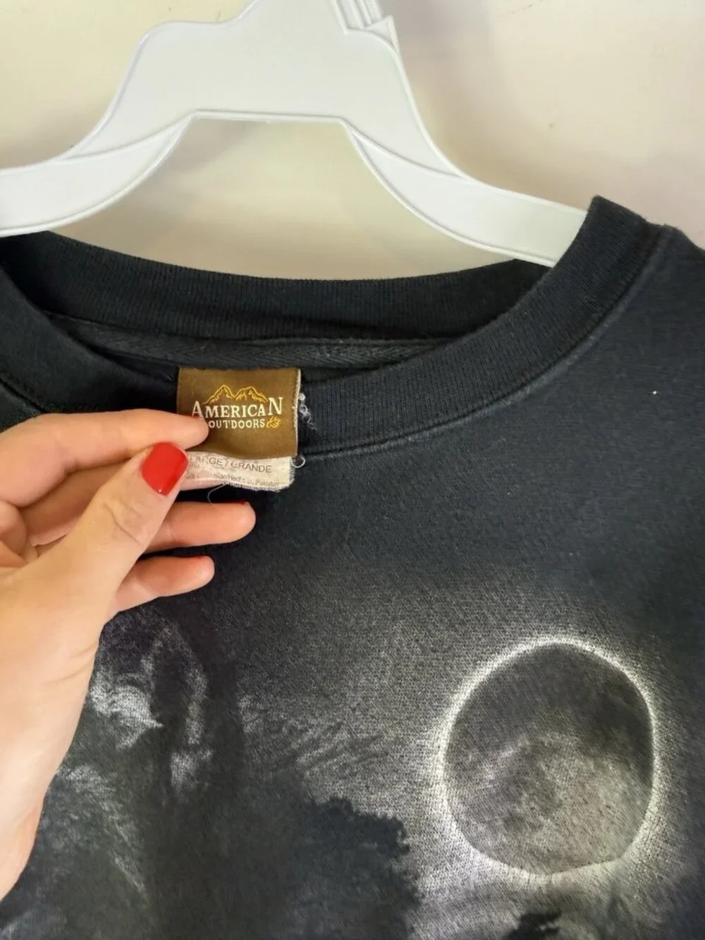 Vintage 90s Nature Crewneck Sweatshirt Wolves Moon Faded Streetwear